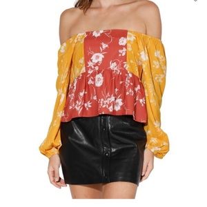 Walter Baker Cleo Floral Colorblock Top S